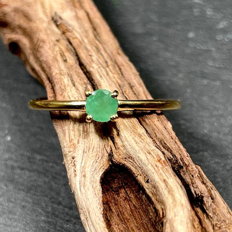 Imperial Natural Emerald Ring || 14K Vermeil Yellow Gold || Colombia-Nature's Treasures