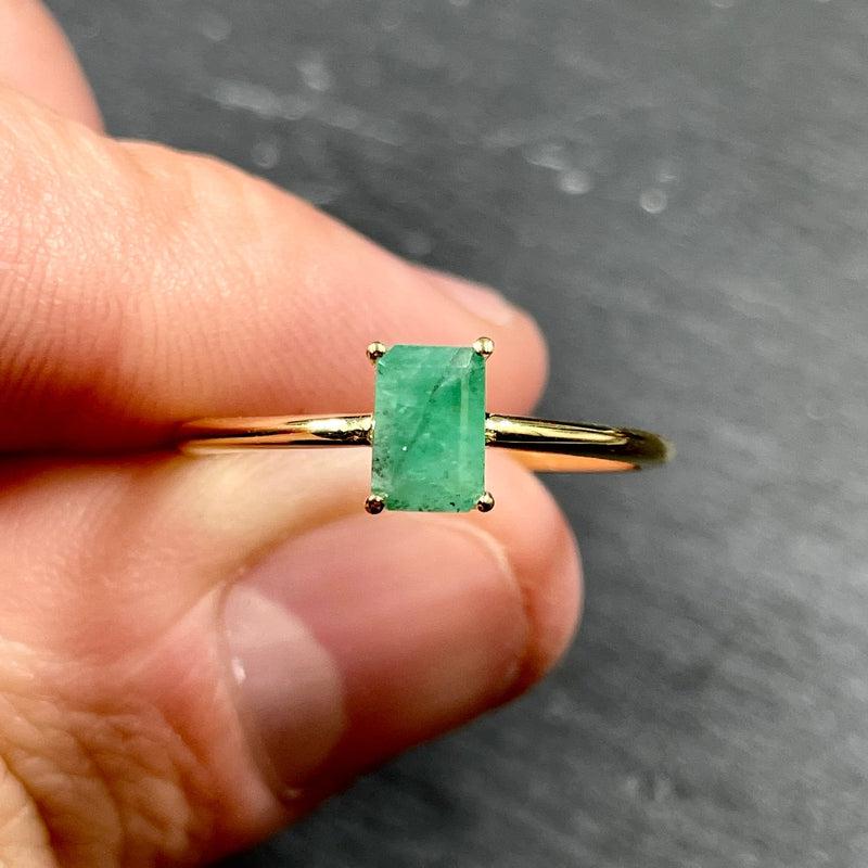 Imperial Natural Emerald Ring || 14K Vermeil Yellow Gold || Colombia-Nature's Treasures