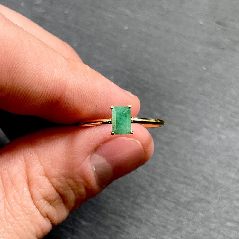 Imperial Natural Emerald Ring || 14K Vermeil Yellow Gold || Colombia-Nature's Treasures