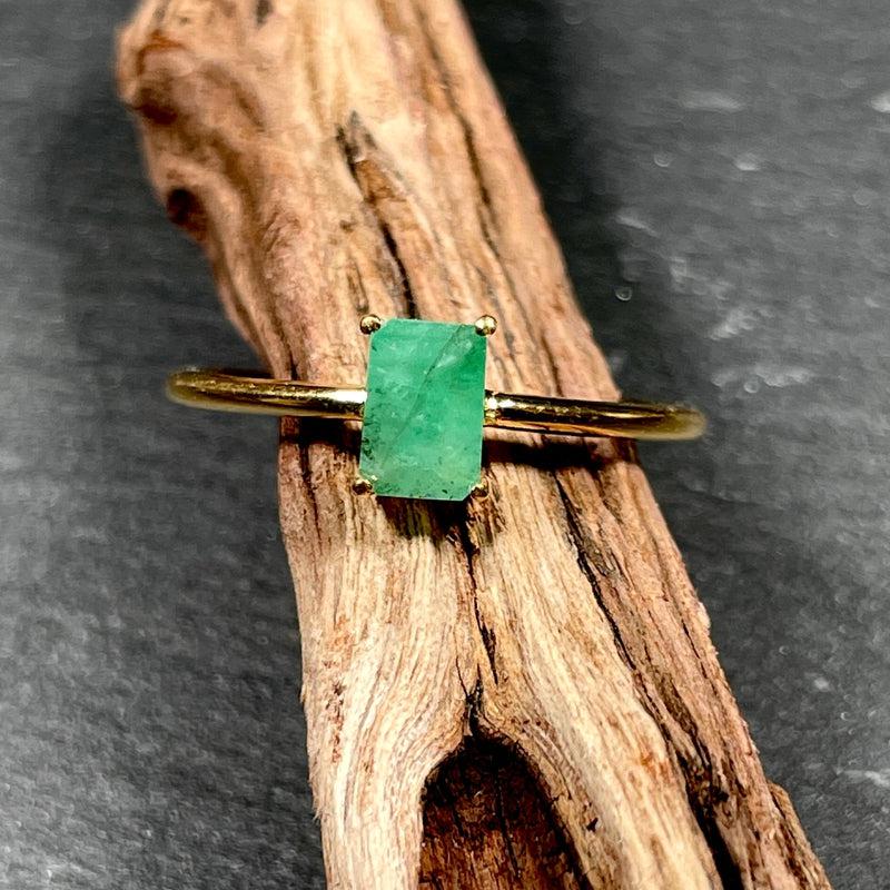 Imperial Natural Emerald Ring || 14K Vermeil Yellow Gold || Colombia-Nature's Treasures