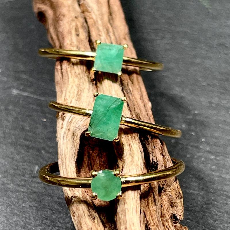 Imperial Natural Emerald Ring || 14K Vermeil Yellow Gold || Colombia-Nature's Treasures