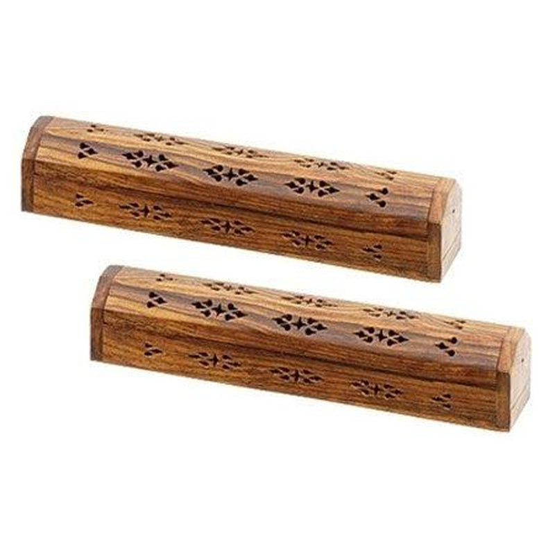Incense Burner Wooden Coffin Box 12"-Nature's Treasures