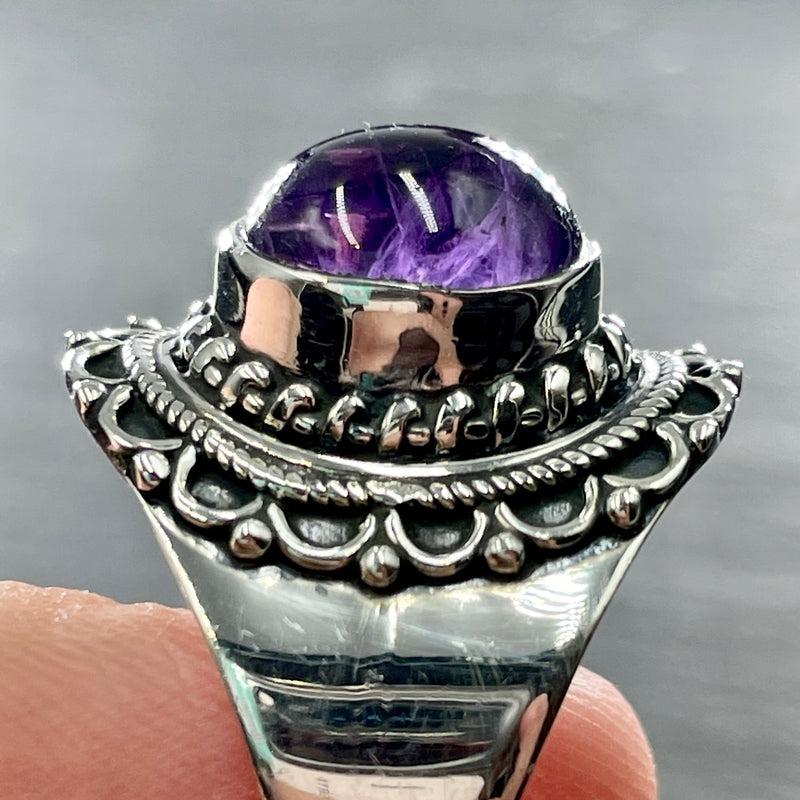 Inner Passion Amethyst Oval Ring || .925 Sterling Silver || Brazil-Nature's Treasures