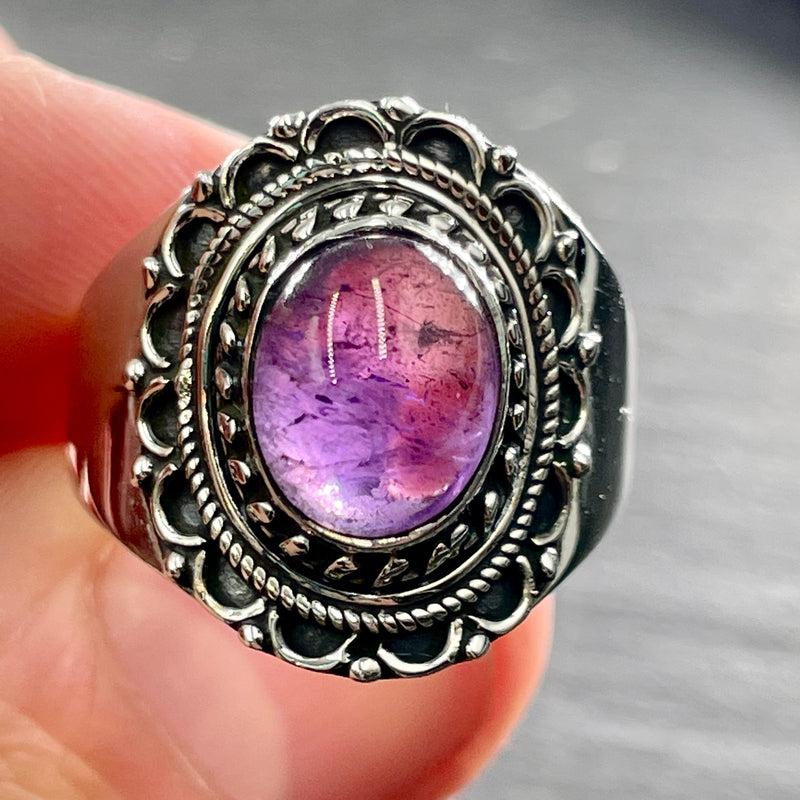 Inner Passion Amethyst Oval Ring || .925 Sterling Silver || Brazil-Nature's Treasures