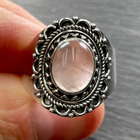 Inner Passion Rose Quartz Oval Ring || .925 Sterling Silver || Brazil-Nature's Treasures