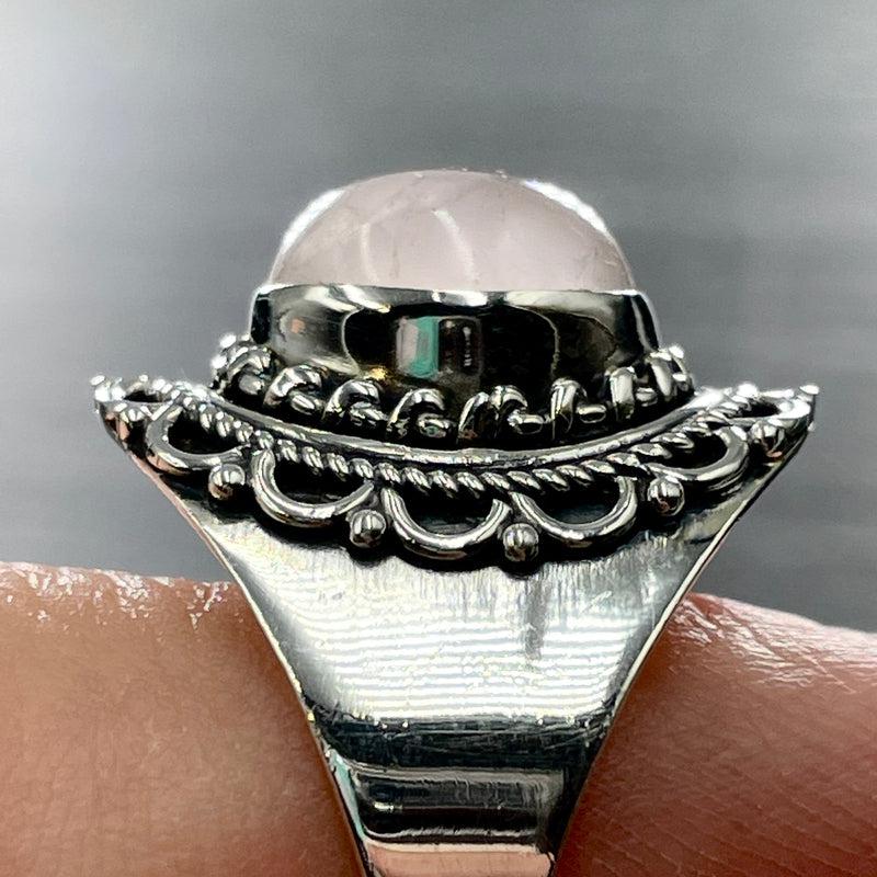 Inner Passion Rose Quartz Oval Ring || .925 Sterling Silver || Brazil-Nature's Treasures