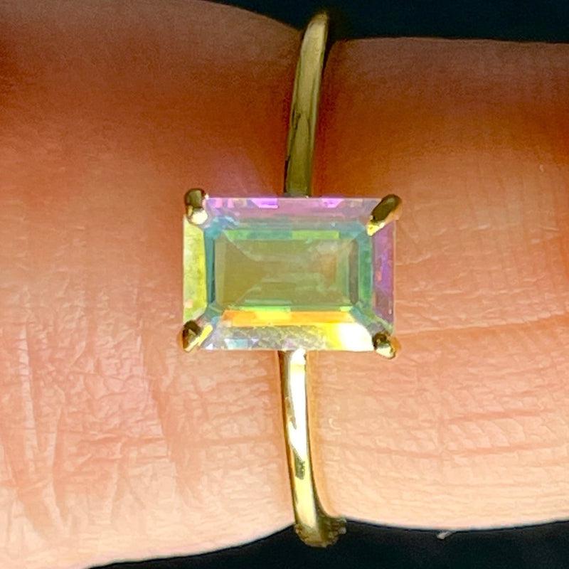 Iridescent Mystic Topaz Ring || 14K Vermeil Yellow Gold || USA-Nature's Treasures