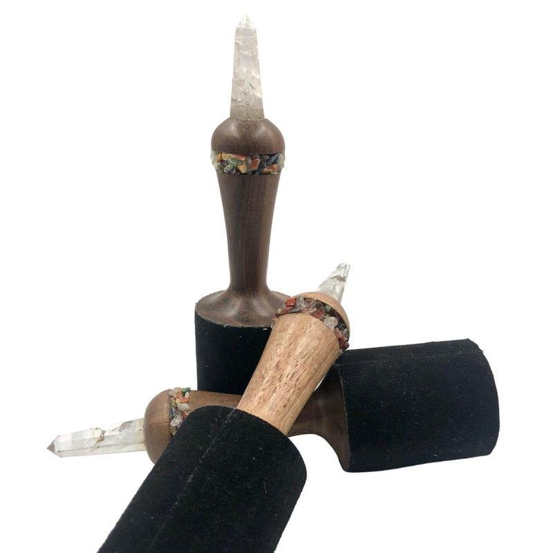 Jumbo Leather Mallet With Stone Inlay-Nature's Treasures