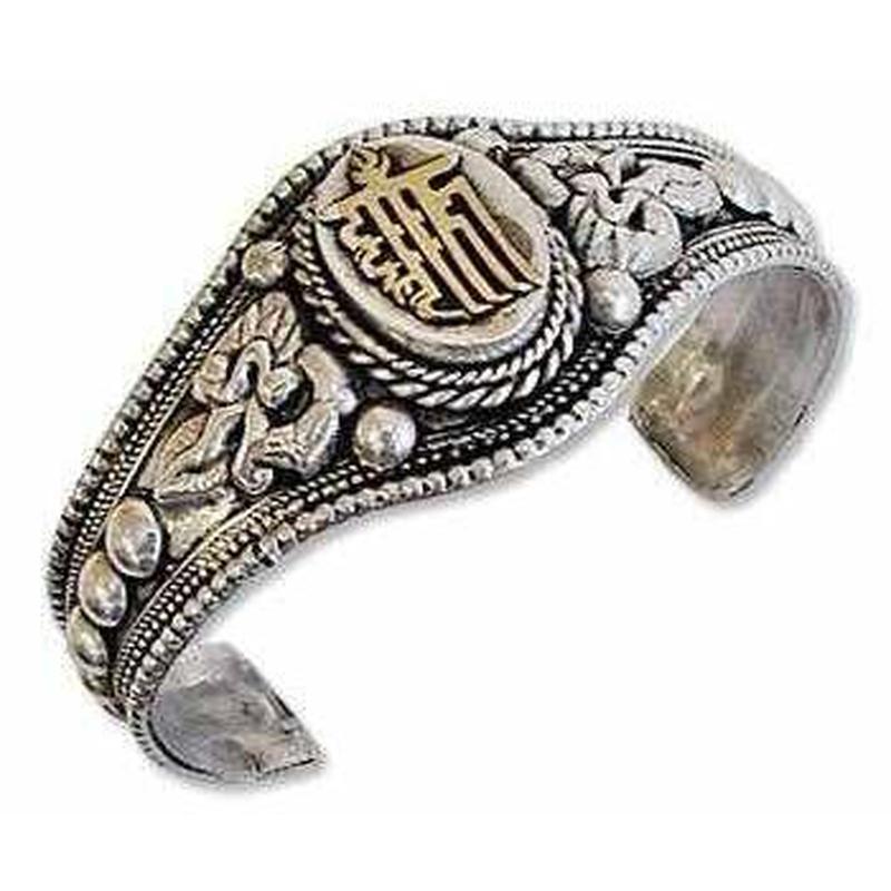 Kalachakra Tibetan Bracelet Silver Tone-Nature's Treasures