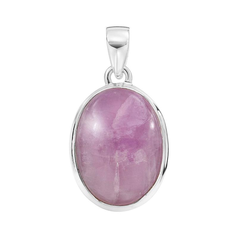 Kunzite Crystal Oval Pendant | .925 Sterling Silver | Madagascar-Nature's Treasures