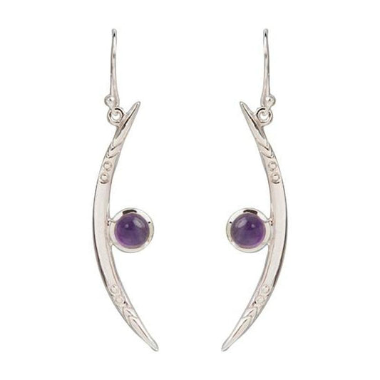 La Luna Moon Amethyst French Hook Dangle Earrings || .925 Sterling Silver-Nature's Treasures