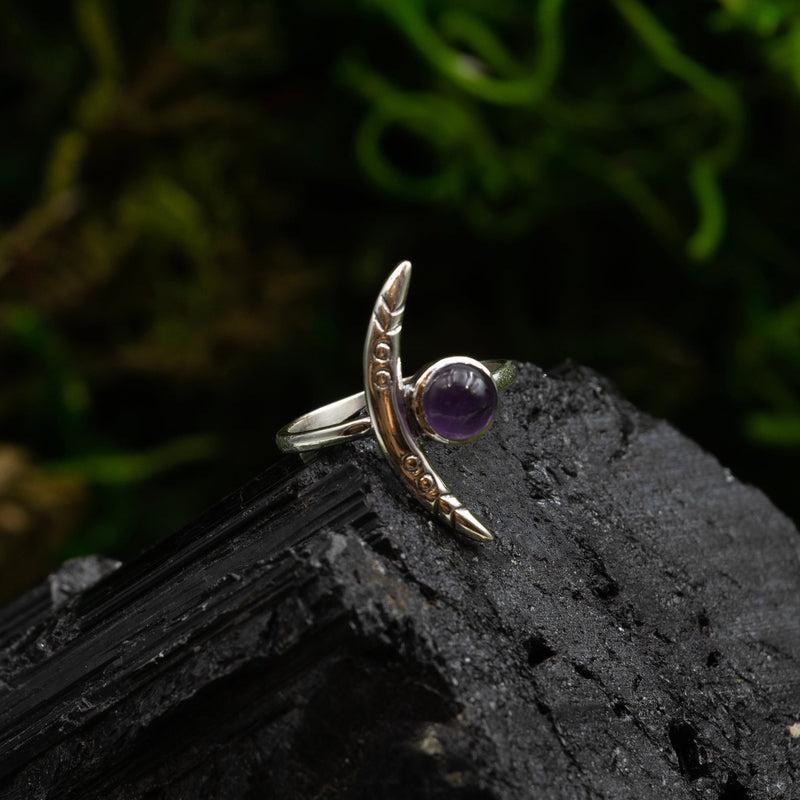 La Luna Twilight Amethyst Ring || .925 Sterling Silver || Protection, Calming-Nature's Treasures