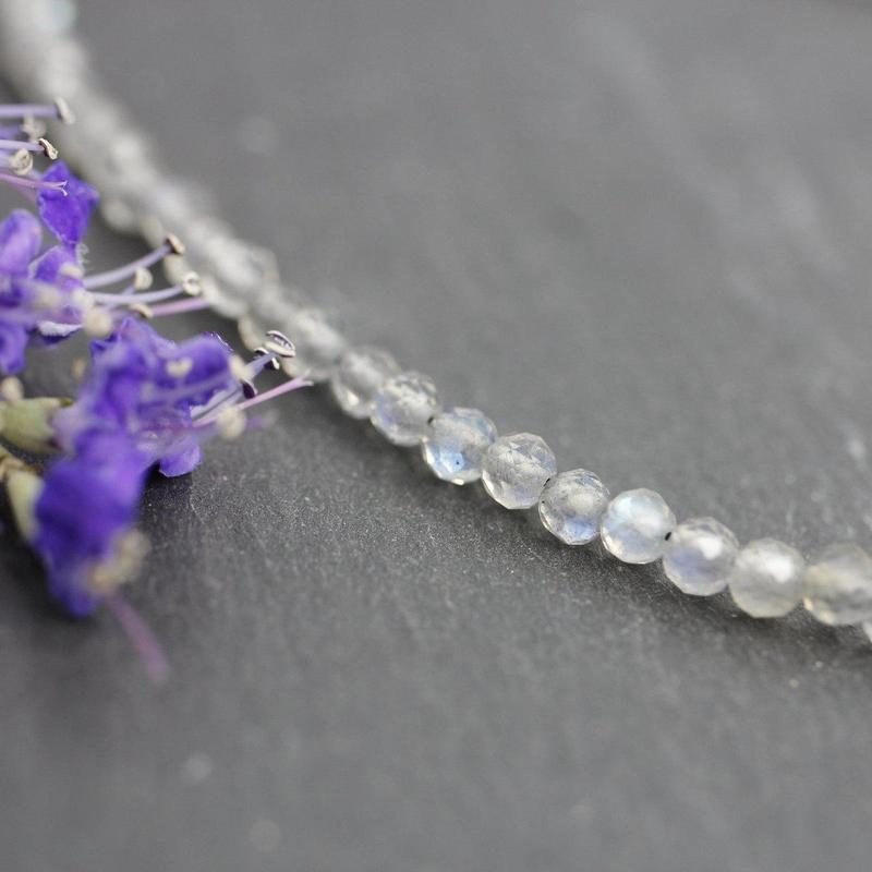 Labradorite Dainty Faceted Necklace 3MM || .925 Sterling Silver-Nature's Treasures
