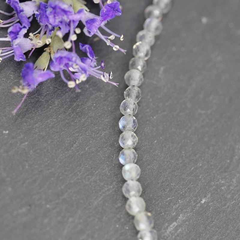 Labradorite Dainty Faceted Necklace 3MM || .925 Sterling Silver-Nature's Treasures