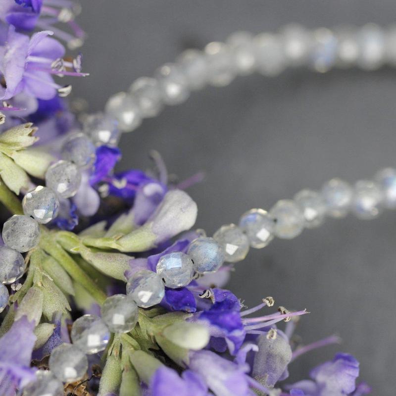 Labradorite Dainty Faceted Necklace 3MM || .925 Sterling Silver-Nature's Treasures