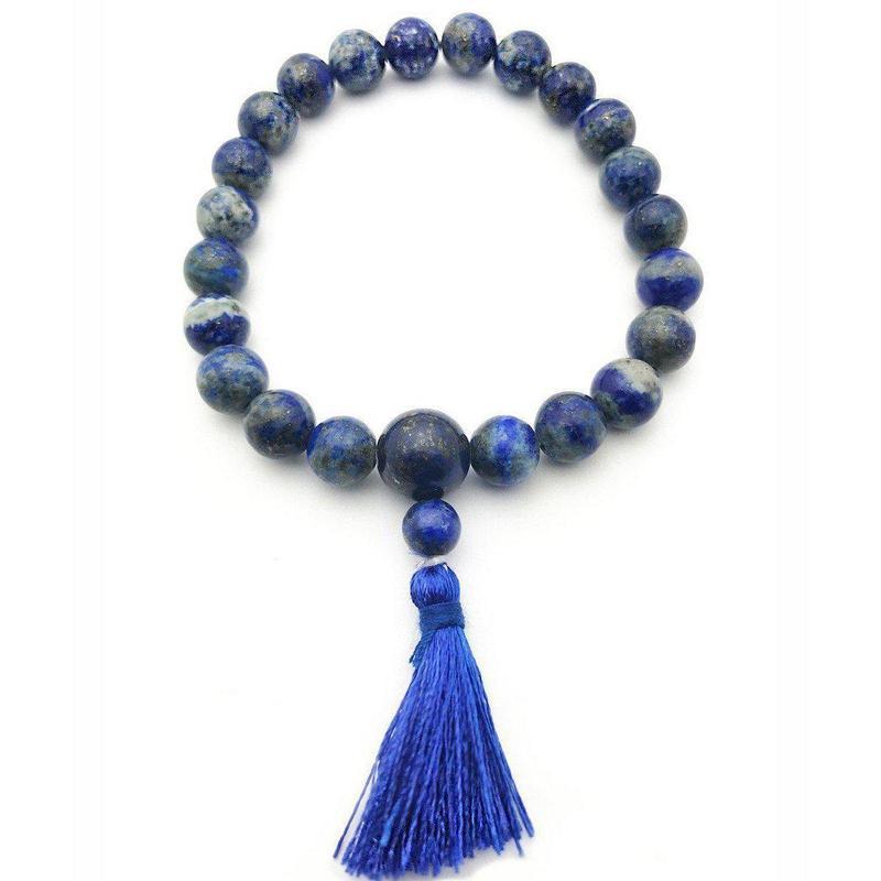 Lapis Lazuli Stretch Bracelet With Tassel-Nature's Treasures