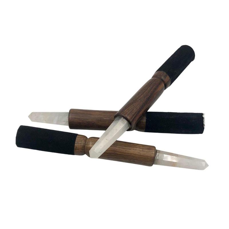 Large Leather Mallet With Quartz Point-Nature's Treasures