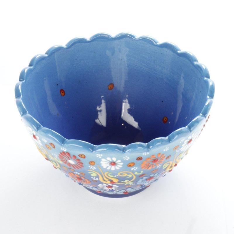 Large Nimet Ornamental Turkish Porcelain Bowl- Blue-Nature's Treasures
