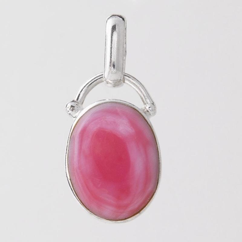 Larimar Pink Conch Reversible Oval Pendant Sterling Silver-Nature's Treasures