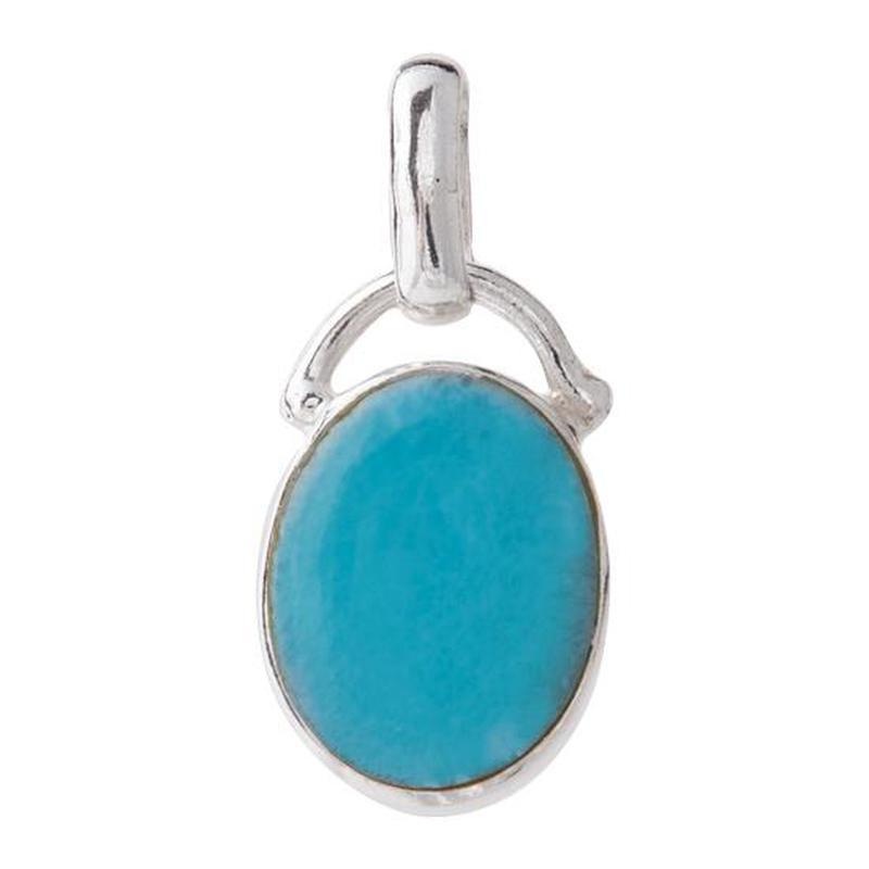Larimar Pink Conch Reversible Oval Pendant Sterling Silver