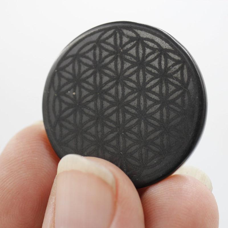 Laser Etched Shungite EMF Protection Disk || Flower Of Life || Russia-Nature's Treasures