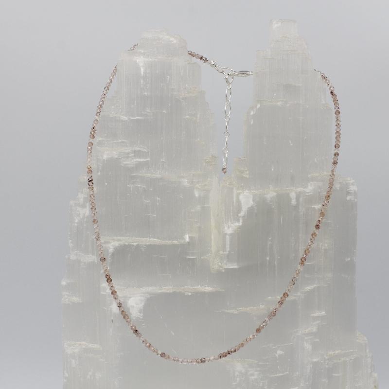 Lepidocrocite In Quartz Dainty Faceted Necklace || .925 Sterling Silver