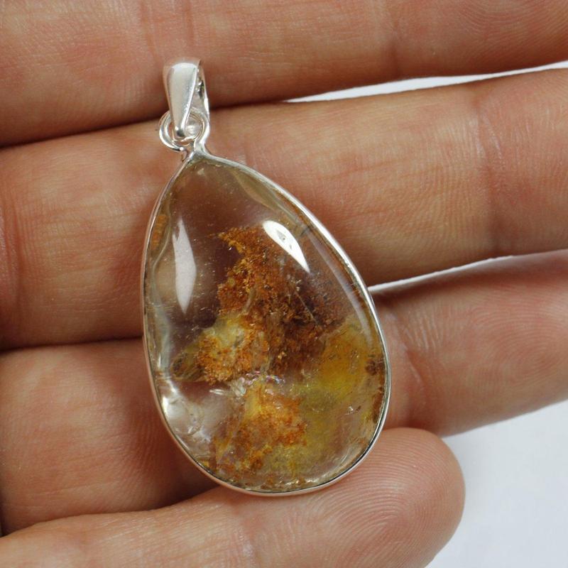 Lodolite Garden Quartz Pendant || .925 Sterling Silver-Nature's Treasures