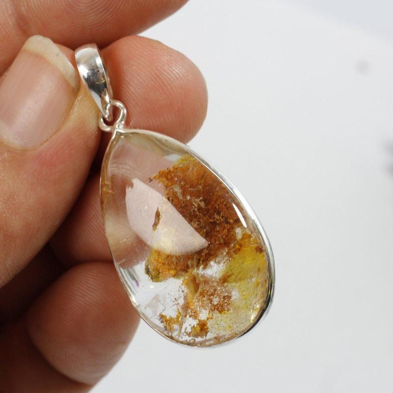 Lodolite Garden Quartz Pendant || .925 Sterling Silver-Nature's Treasures