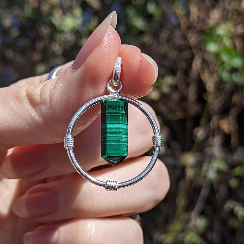 Malachite Circle of Protection Pendant || .925 Sterling Silver-Nature's Treasures