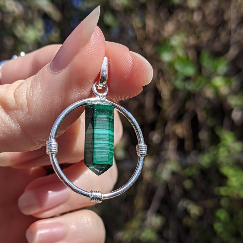 Malachite Circle of Protection Pendant || .925 Sterling Silver-Nature's Treasures