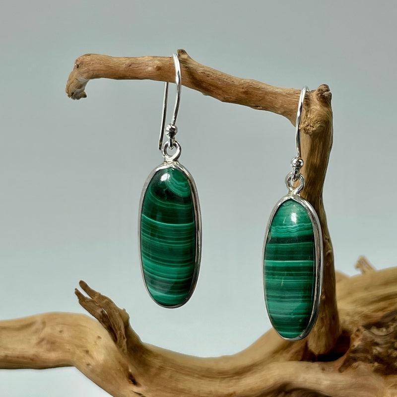 Malachite French Hook Earrings | .925 Sterling Silver | Russia-Nature's Treasures