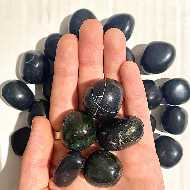 Mat Finished Black Onyx Tumble Stone || Protection, Balance, Will Power || Peru