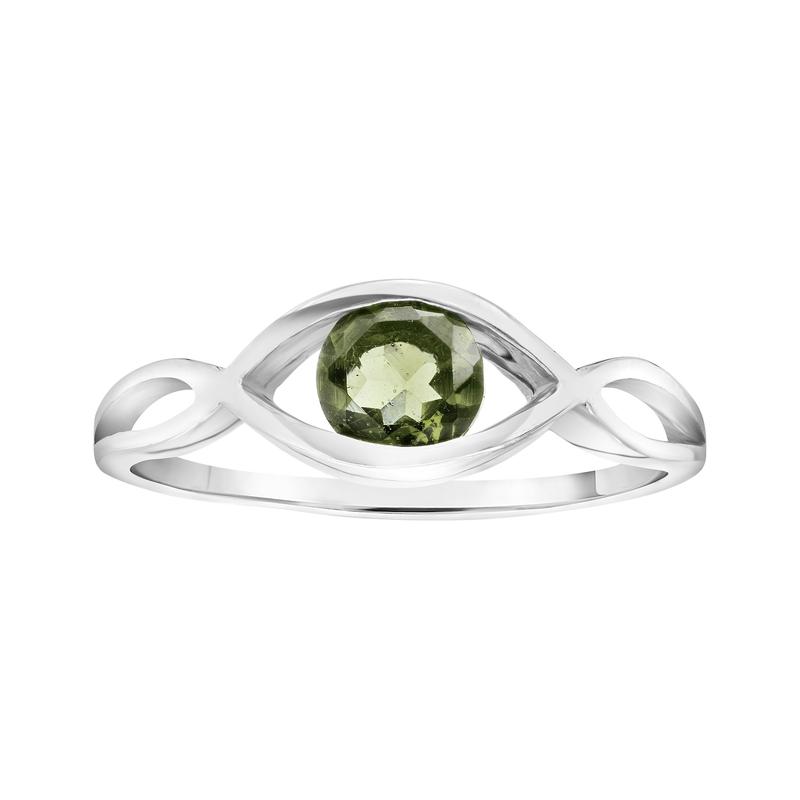 Moldavite Faceted Mystic Eye Ring || .925 Sterling Silver || Transformation