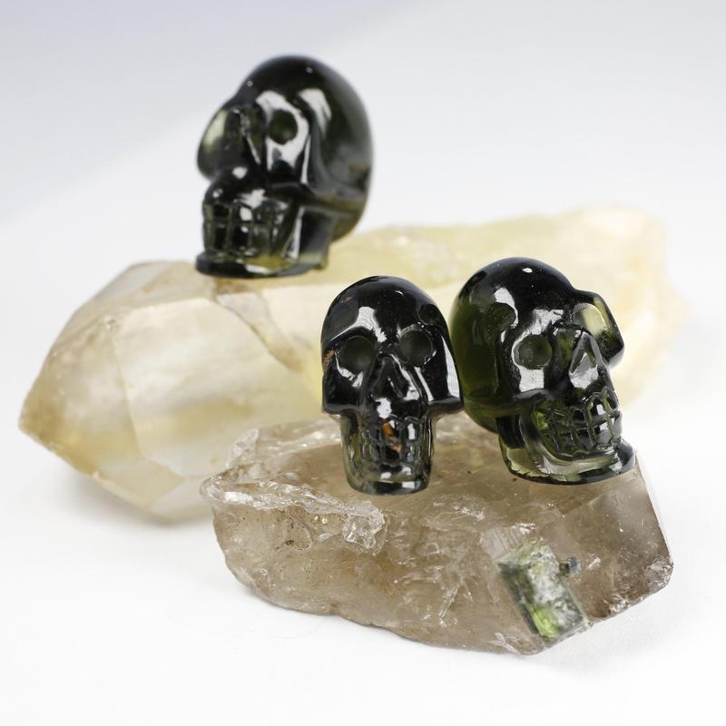 Moldavite Skull Carving || Transformation, Spiritual Awakening, Heart Healing || Czech Republic-Nature's Treasures