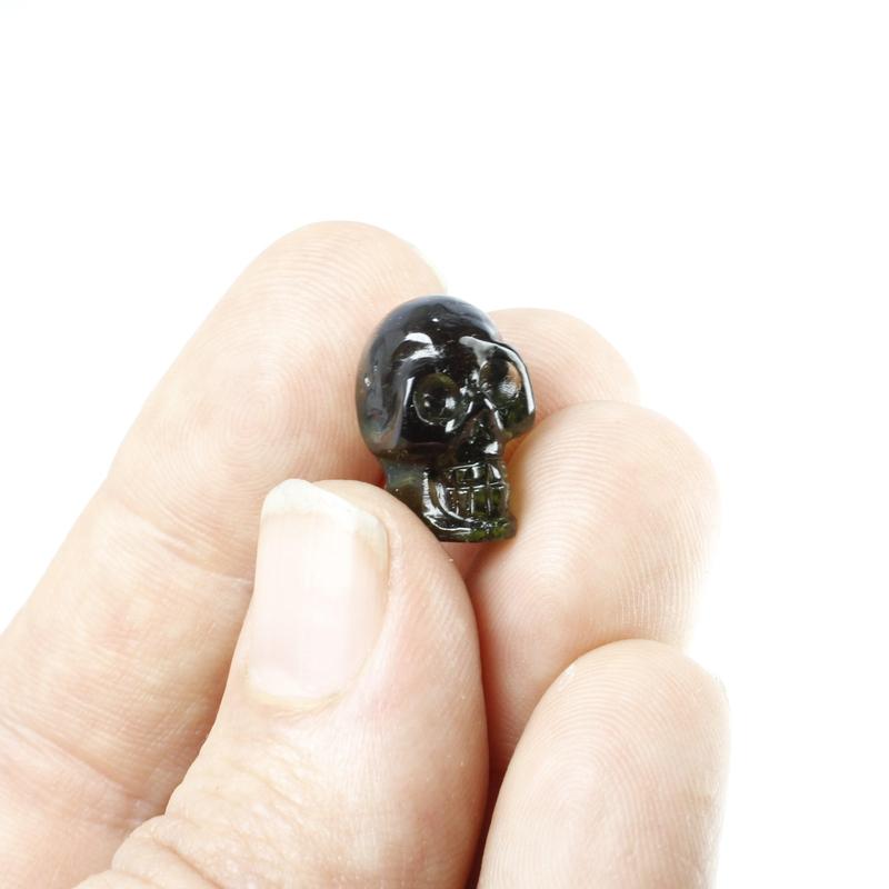 Moldavite Skull Carving || Transformation, Spiritual Awakening, Heart Healing || Czech Republic-Nature's Treasures