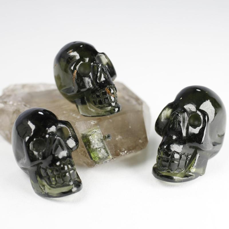Moldavite Skull Carving || Transformation, Spiritual Awakening, Heart Healing || Czech Republic-Nature's Treasures