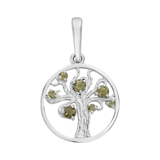 Moldavite Tree Of Life Pendant || .925 Sterling Silver-Nature's Treasures
