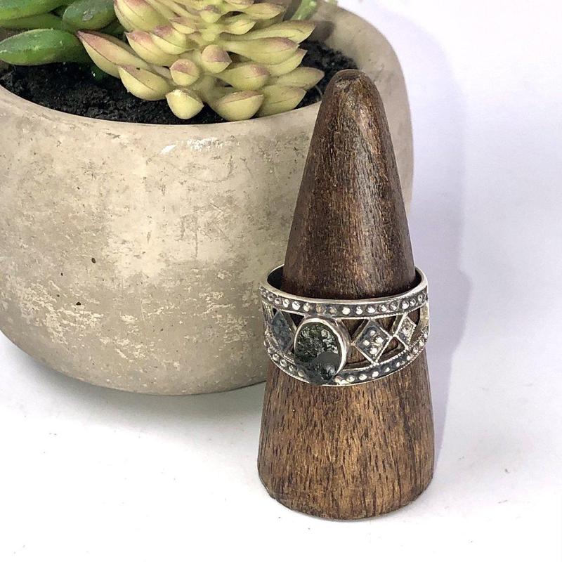 Moldavite Tribalism Ring Sterling Silver-Nature's Treasures