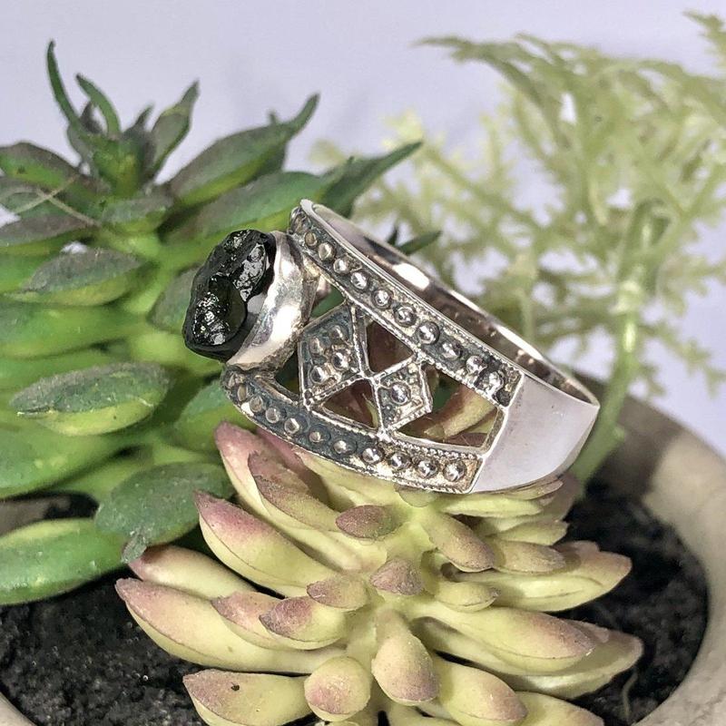 Moldavite Tribalism Ring Sterling Silver-Nature's Treasures