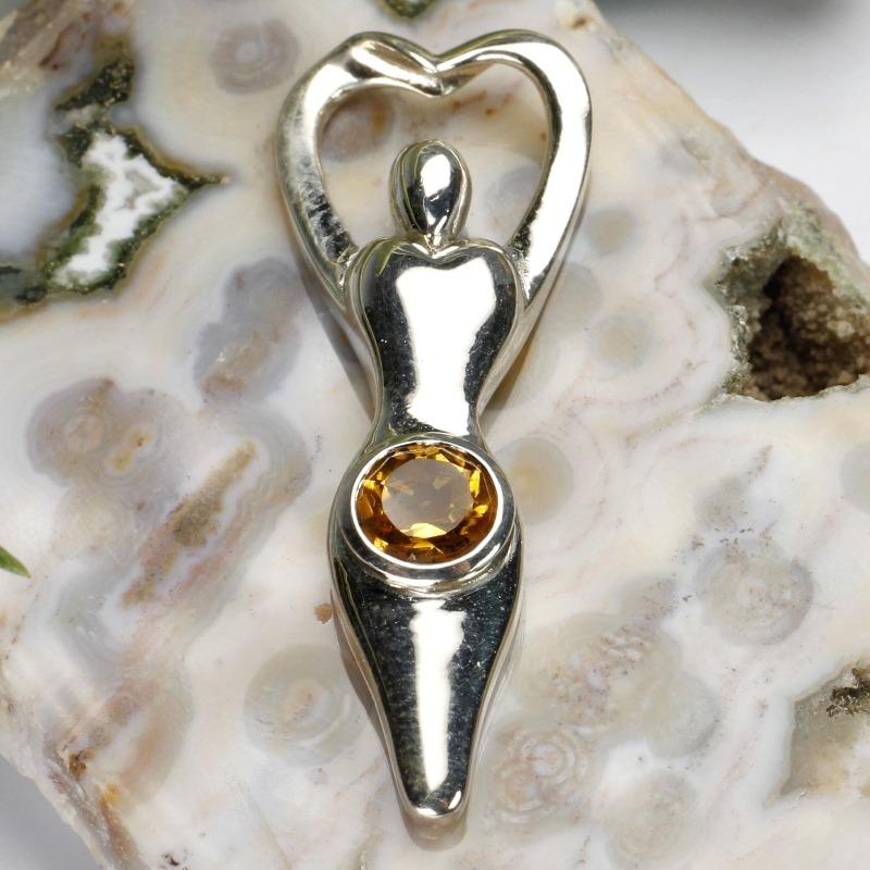 Multi-Faceted Citrine Goddess Pendant || .925 Sterling Silver-Nature's Treasures