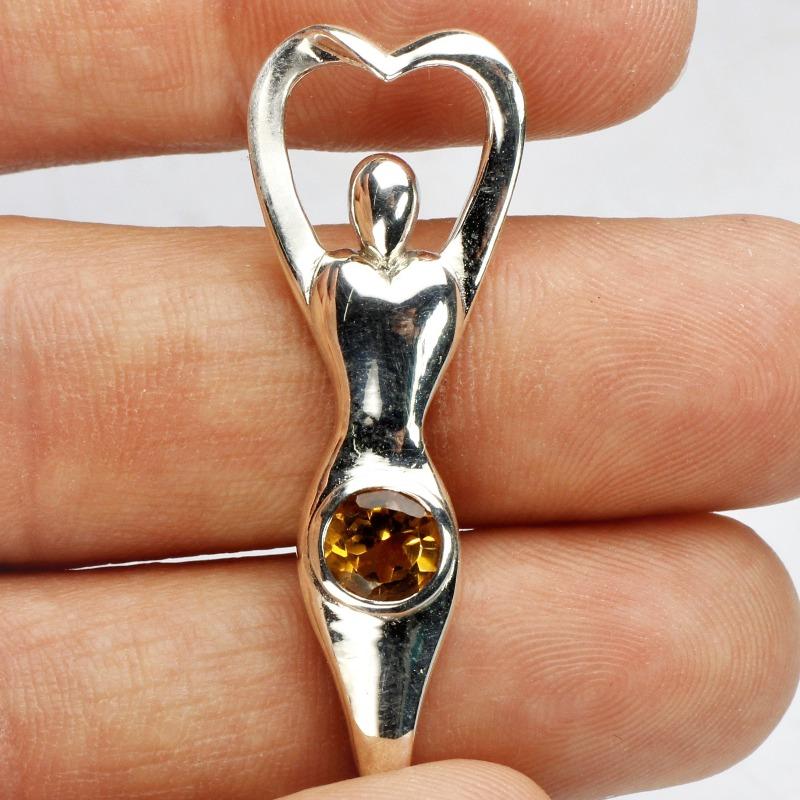 Multi-Faceted Citrine Goddess Pendant || .925 Sterling Silver-Nature's Treasures