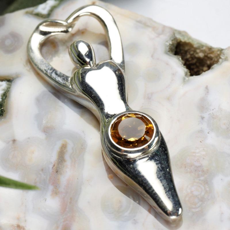 Multi-Faceted Citrine Goddess Pendant || .925 Sterling Silver-Nature's Treasures