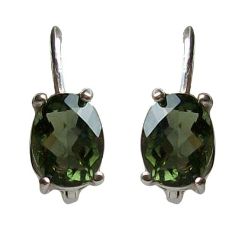 Multi-Faceted Moldavite Clasp Earrings || .925 Sterling Silver-Nature's Treasures