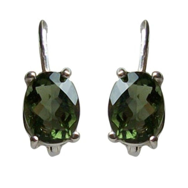 Multi-Faceted Moldavite Clasp Earrings || .925 Sterling Silver-Nature's Treasures