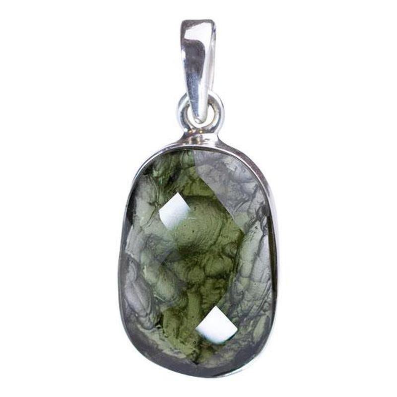 Multi-Faceted Moldavite Prime Pendant || .925 Sterling Silver-Nature's Treasures