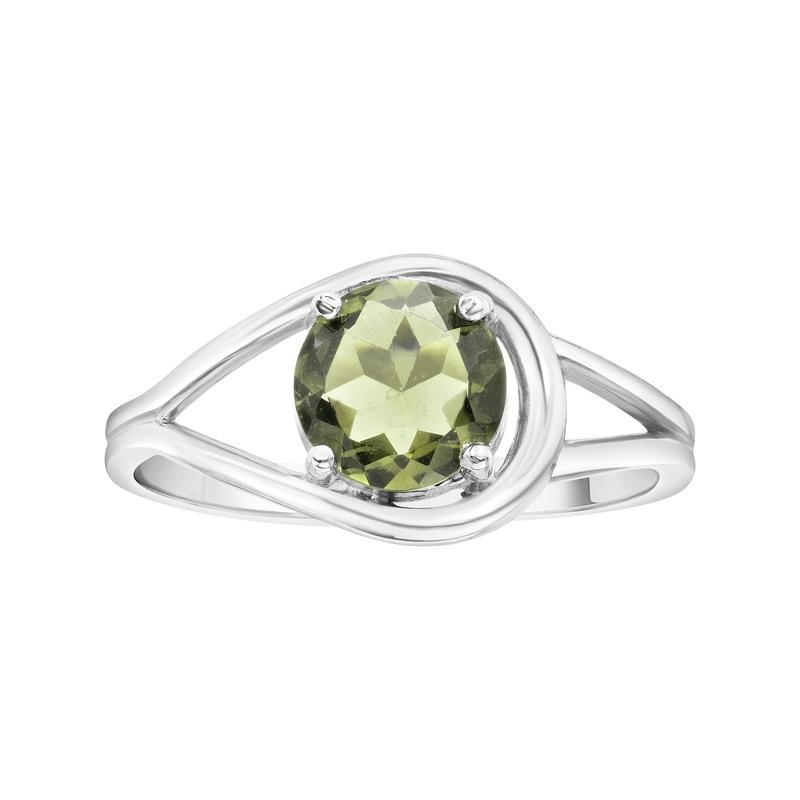 Multi-Faceted Round Prong Moldavite Ring || .925 Sterling Silver-Nature's Treasures