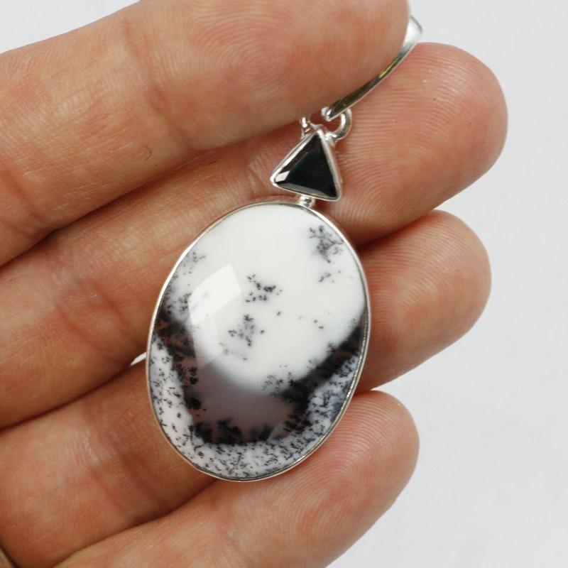 Multi-Faceted Spinel With Dendritic Opal Pendants || .925 Sterling Silver-Nature's Treasures