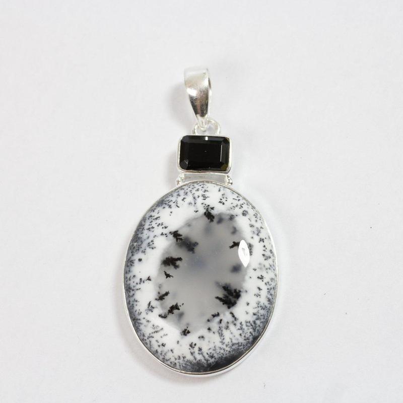 Multi-Faceted Spinel With Dendritic Opal Pendants || .925 Sterling Silver-Nature's Treasures