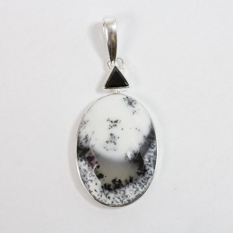 Multi-Faceted Spinel With Dendritic Opal Pendants || .925 Sterling Silver-Nature's Treasures