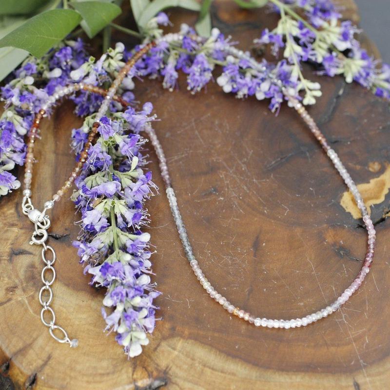 Multi Mauve Purple Pink Spinel Dainty Faceted Necklace 2MM || .925 Sterling Silver-Nature's Treasures